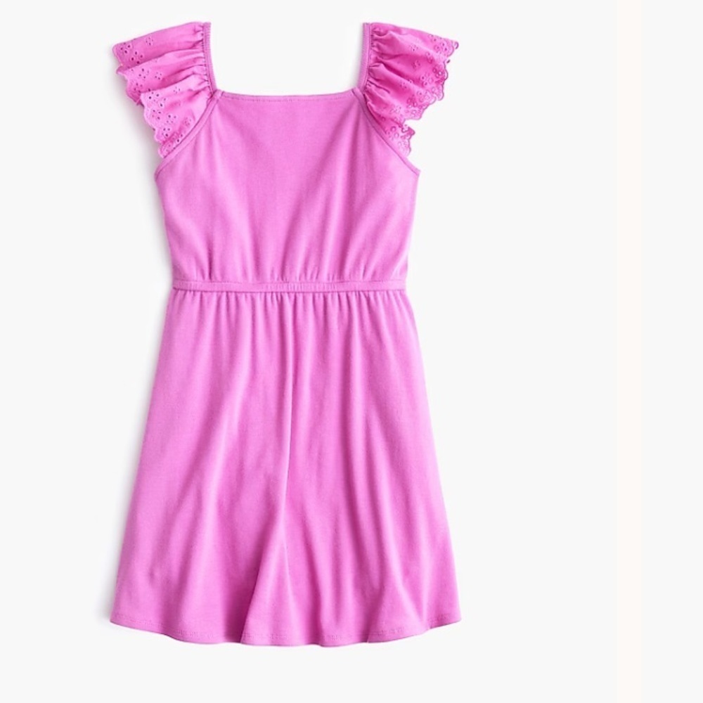 J crew girls festival pink Girls' ribbed eyelet-sleeve dress